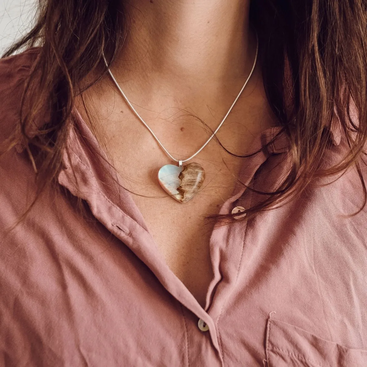 Rainbow Sky | opal pendant [heart]