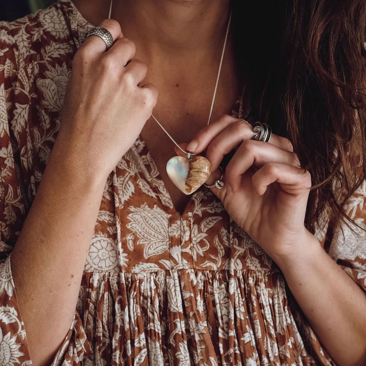 Rainbow Sky | opal pendant [heart]