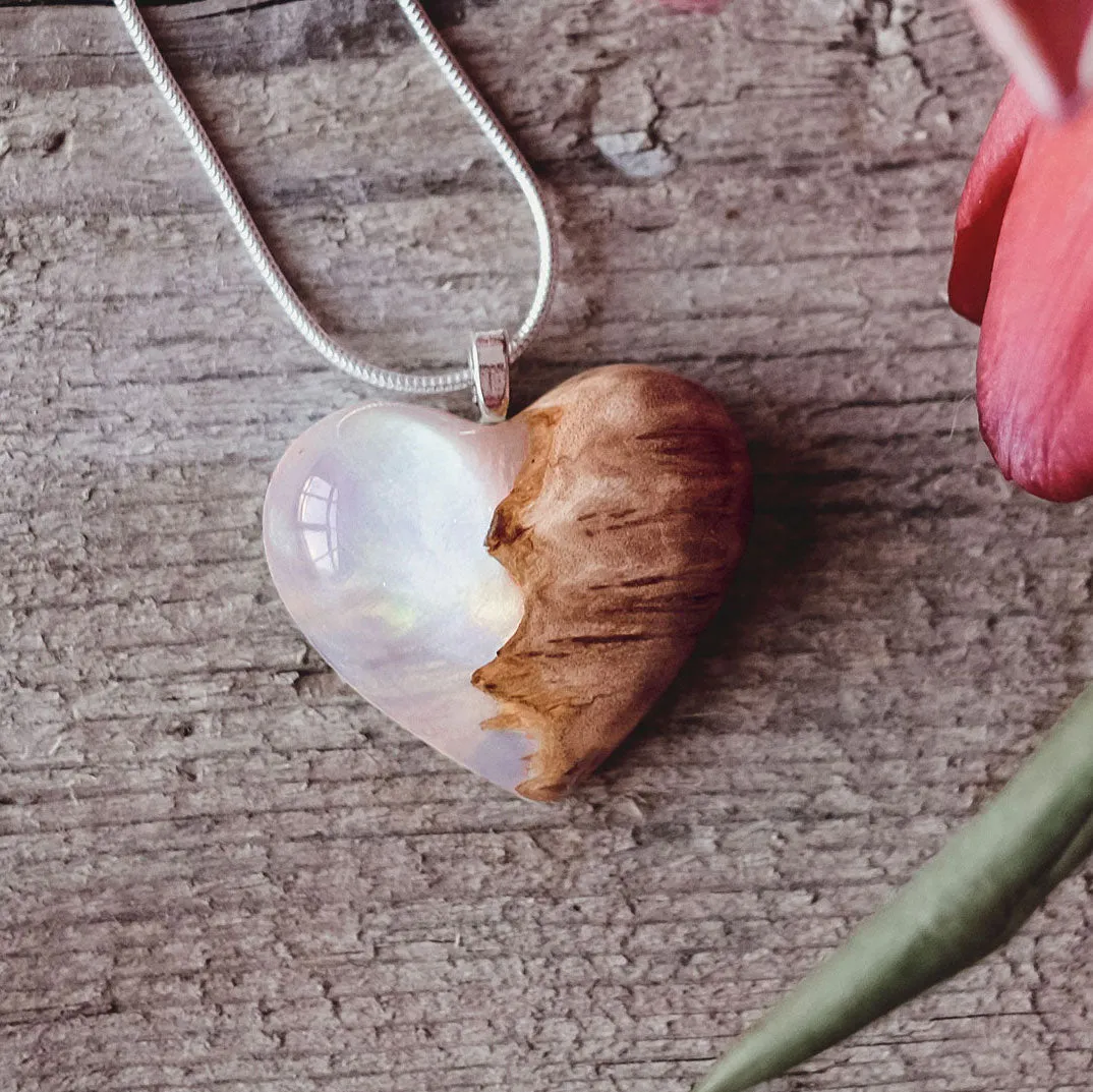 Rainbow Sky | opal pendant [heart]