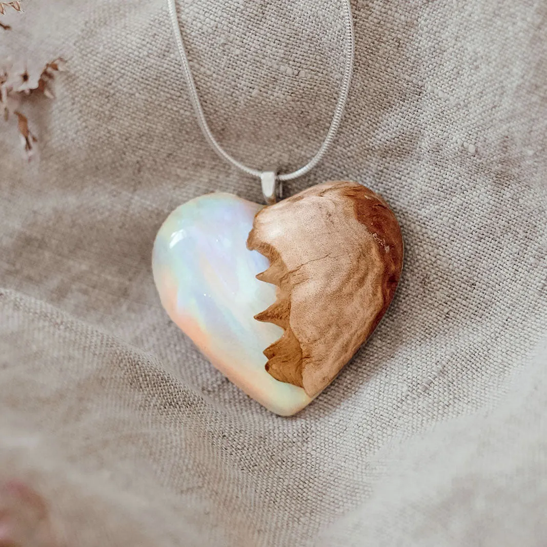 Rainbow Sky | opal pendant [heart]