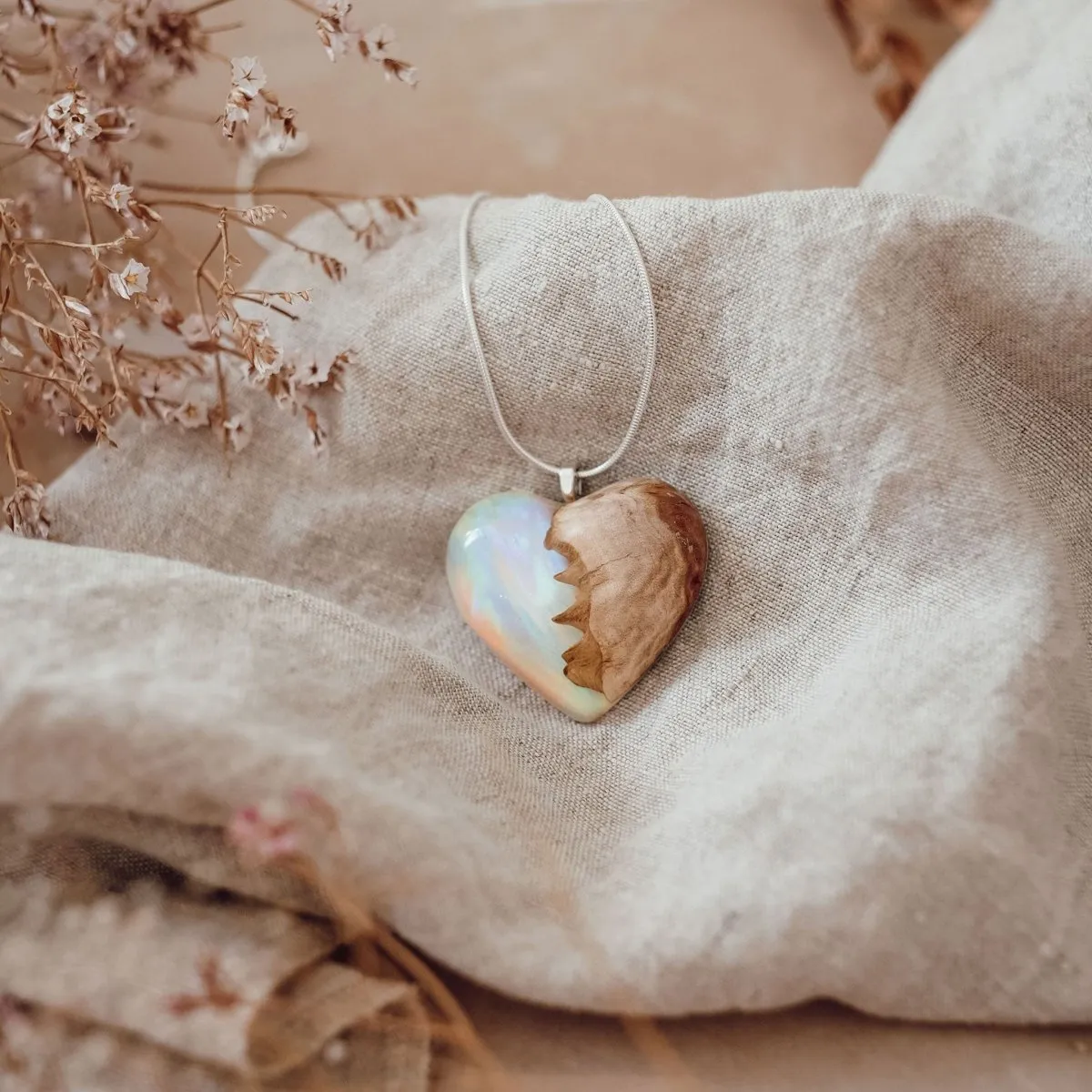 Rainbow Sky | opal pendant [heart]