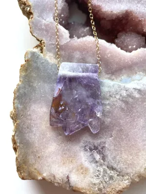 Raw Amethyst Slice Crystal Necklace