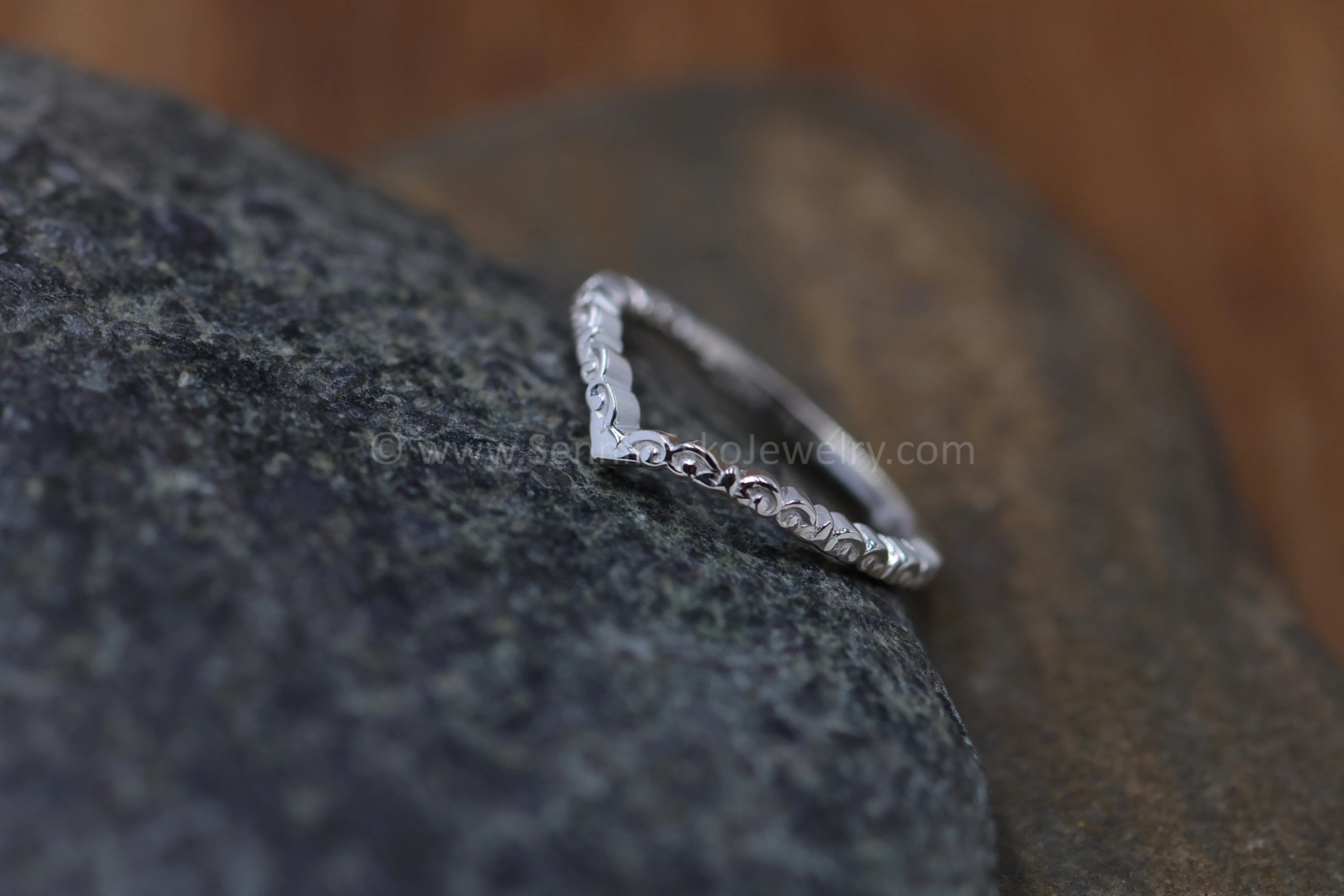 READY TO SHIP Cloud Inspired Chevron/Contour Ring, Size 7.25