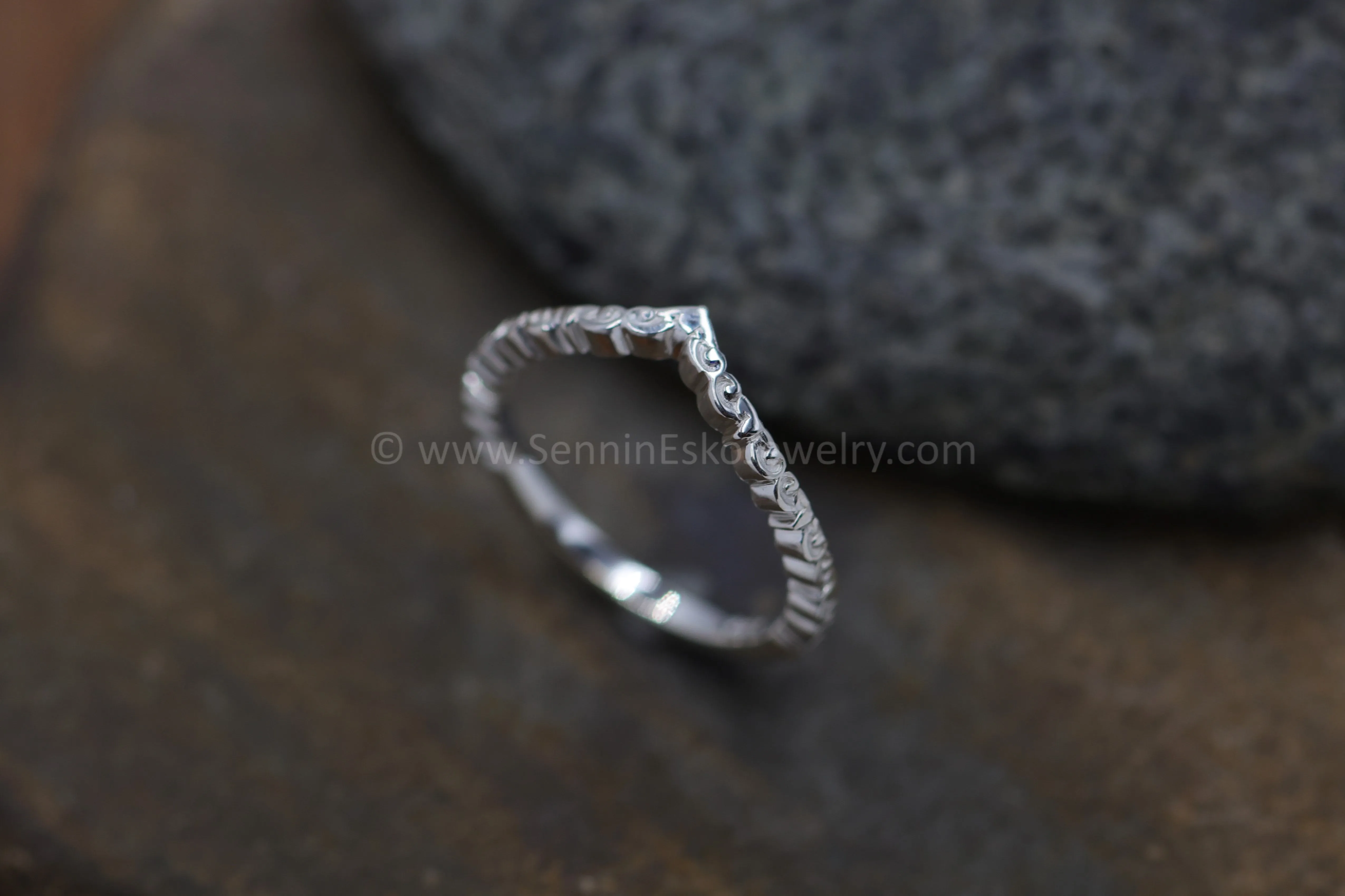 READY TO SHIP Cloud Inspired Chevron/Contour Ring, Size 7.25