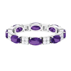 Real Amethyst and Diamond Eternity Ring