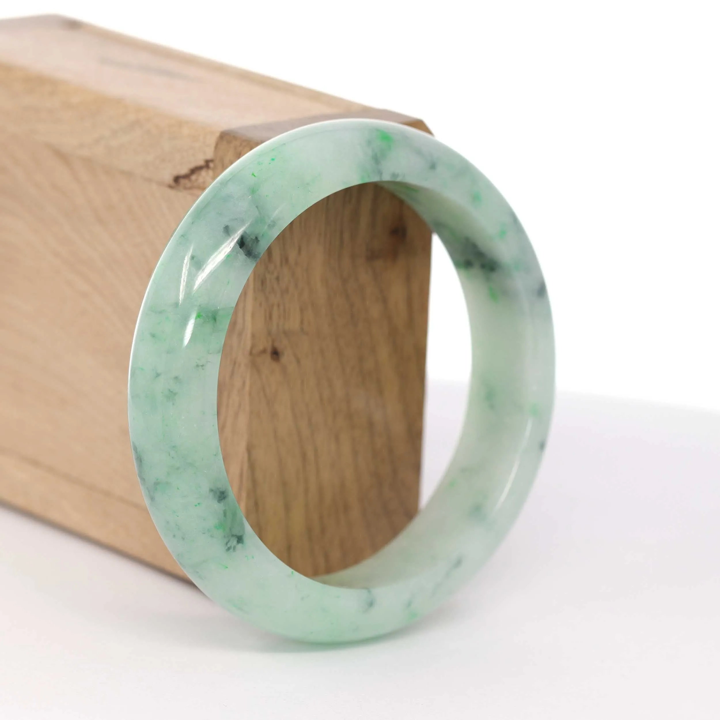 RealJade® Co. "Classic Bangle" Green Natural Burmese Jadeite Jade Bangle (56.33mm ) #592