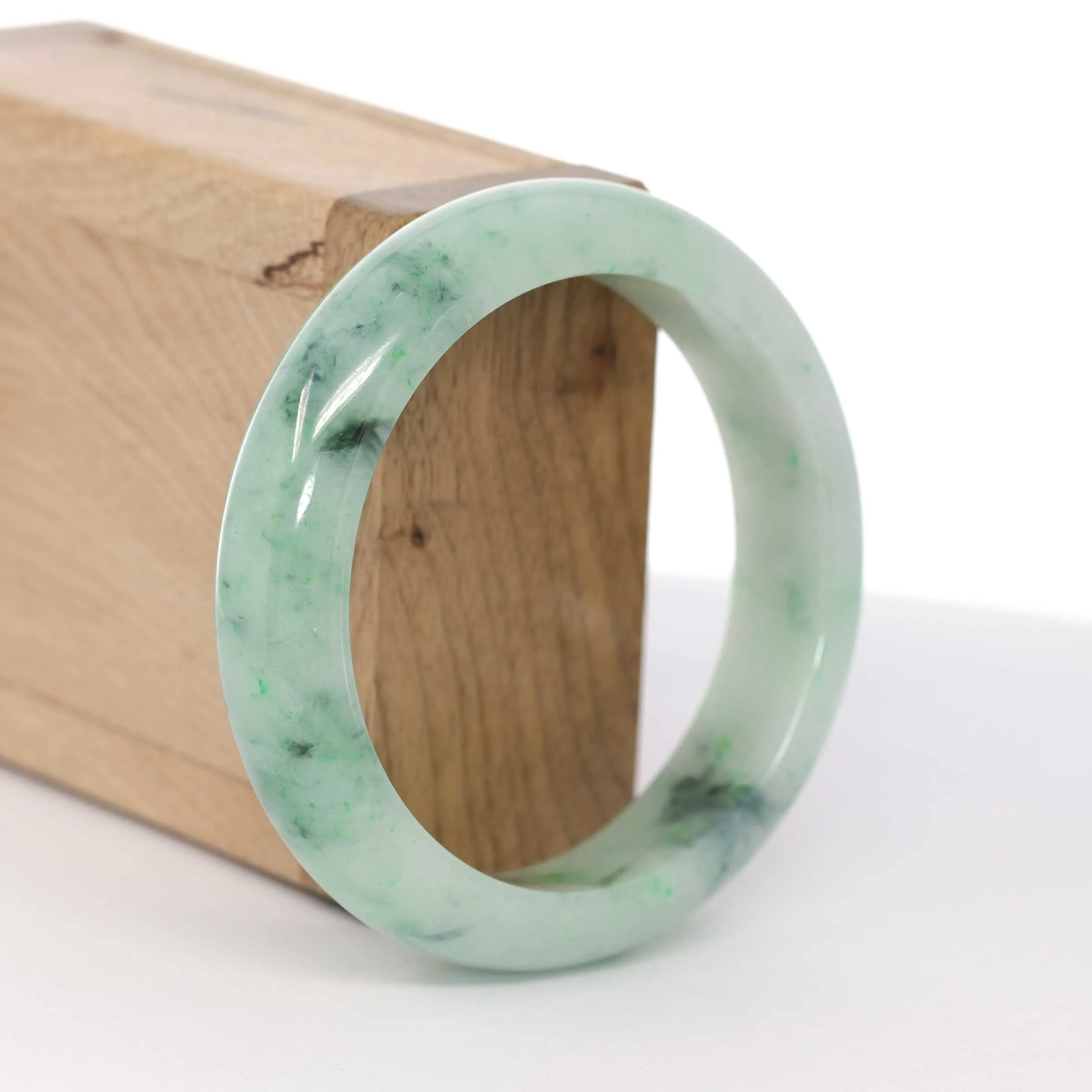 RealJade® Co. "Classic Bangle" Green Natural Burmese Jadeite Jade Bangle (56.33mm ) #592