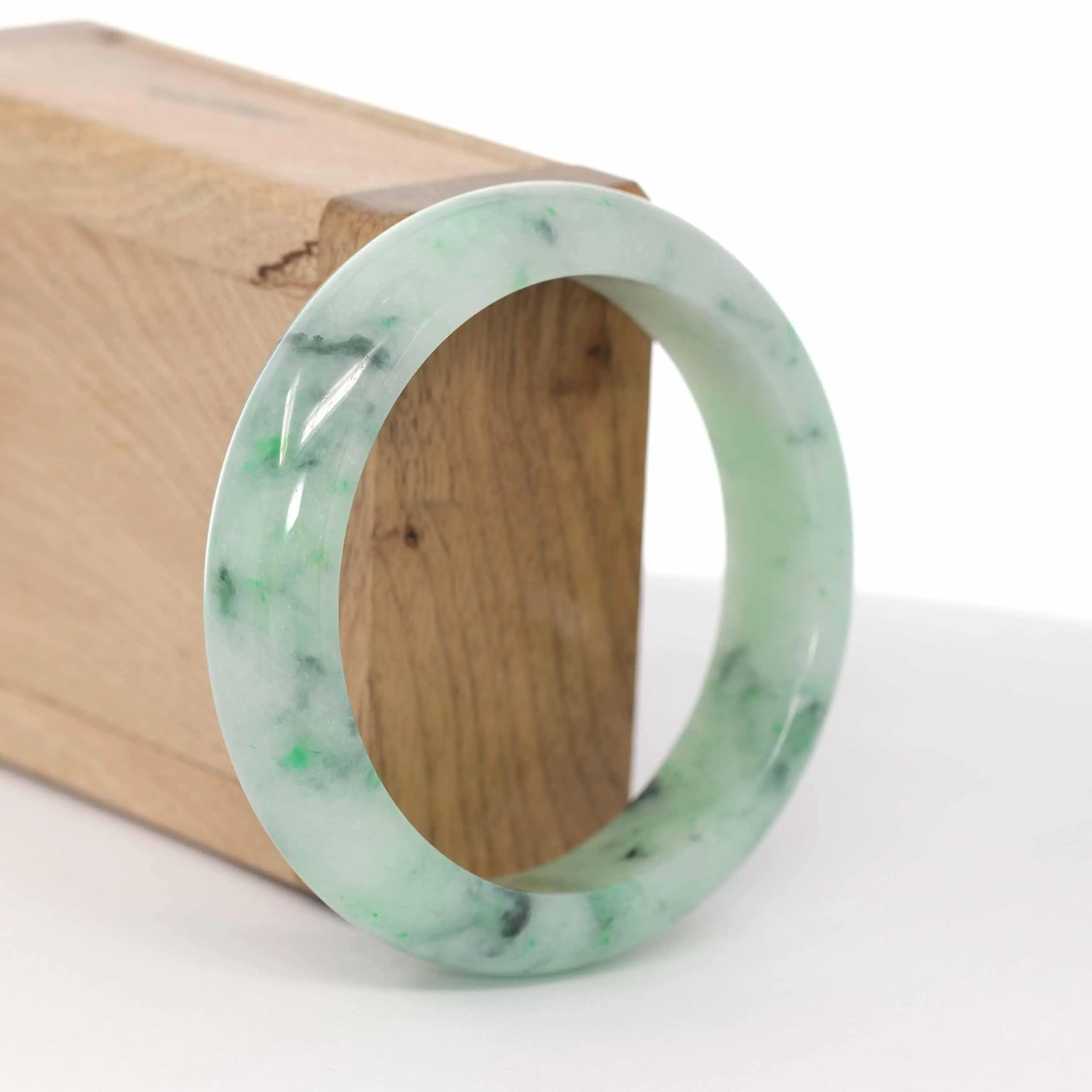 RealJade® Co. "Classic Bangle" Green Natural Burmese Jadeite Jade Bangle (56.33mm ) #592