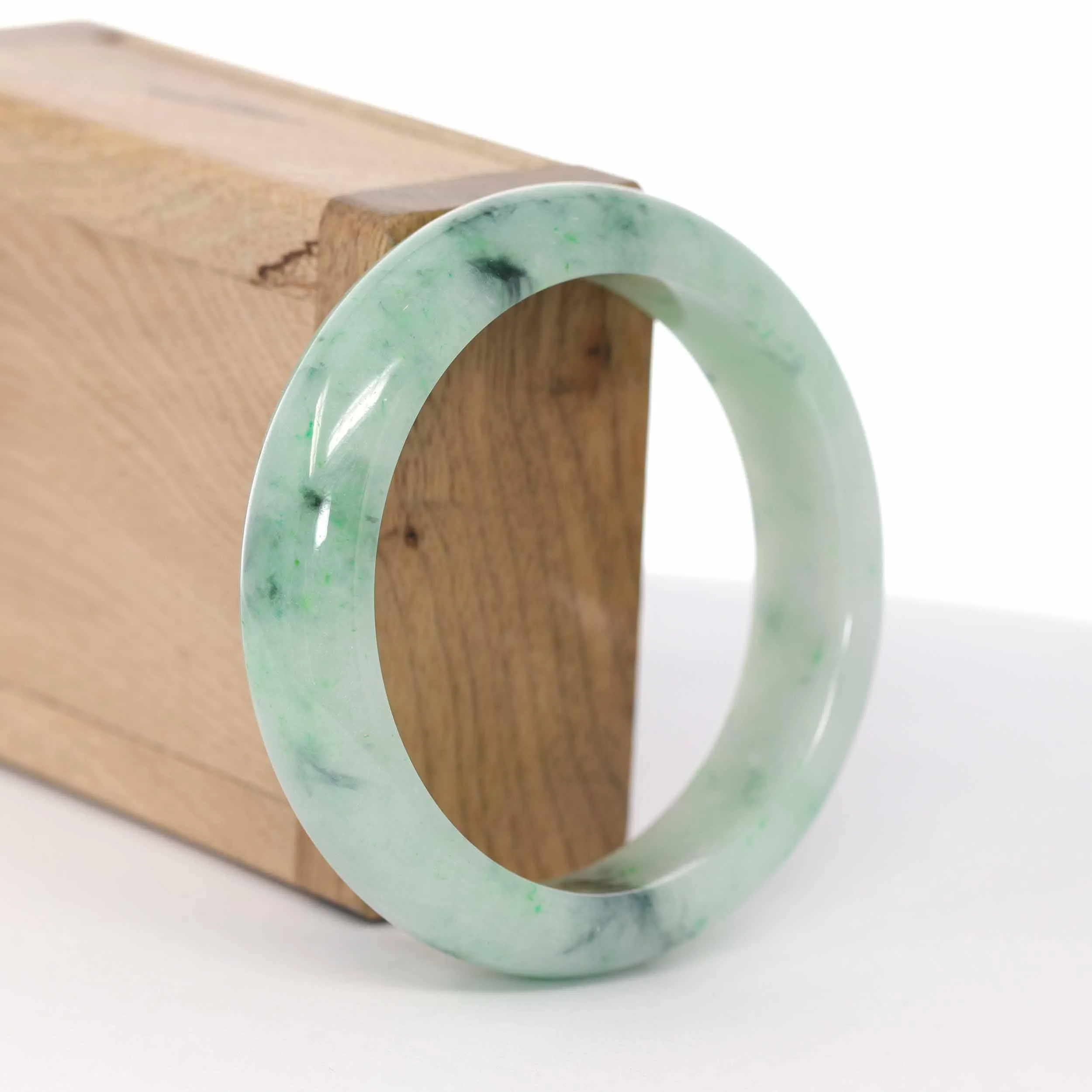 RealJade® Co. "Classic Bangle" Green Natural Burmese Jadeite Jade Bangle (56.33mm ) #592