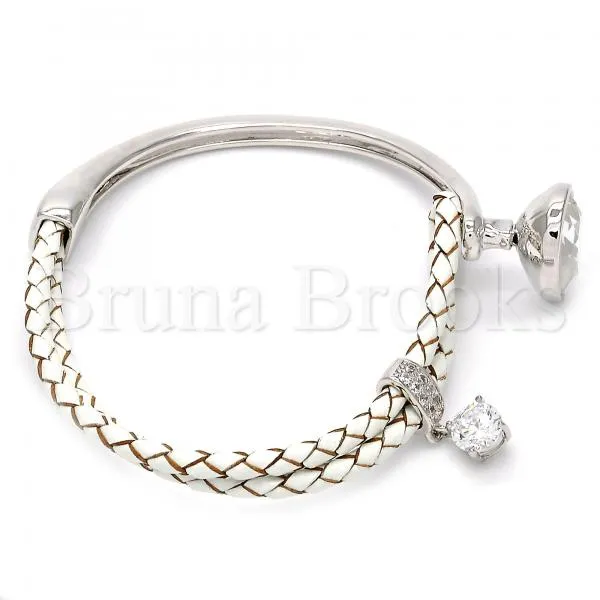 Rhodium Plated Individual Bangle, Teardrop Design, with Swarovski Crystals and Micro Pave, Rhodium Tone