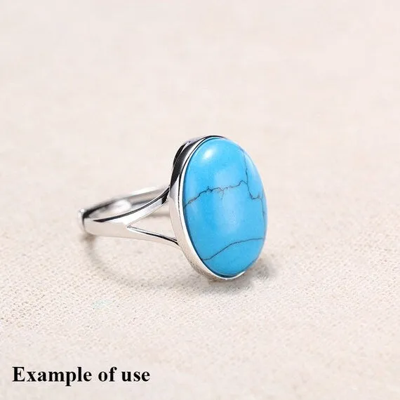 Ring Setting Blank Bezel 7-20mm 1pc 2.2g 925 Sterling Silver Adjustable for 1 Oval Shape Cabochon Cameo No Prongs Wholesale Available