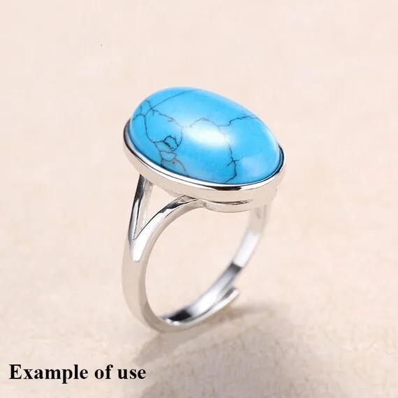 Ring Setting Blank Bezel 7-20mm 1pc 2.2g 925 Sterling Silver Adjustable for 1 Oval Shape Cabochon Cameo No Prongs Wholesale Available