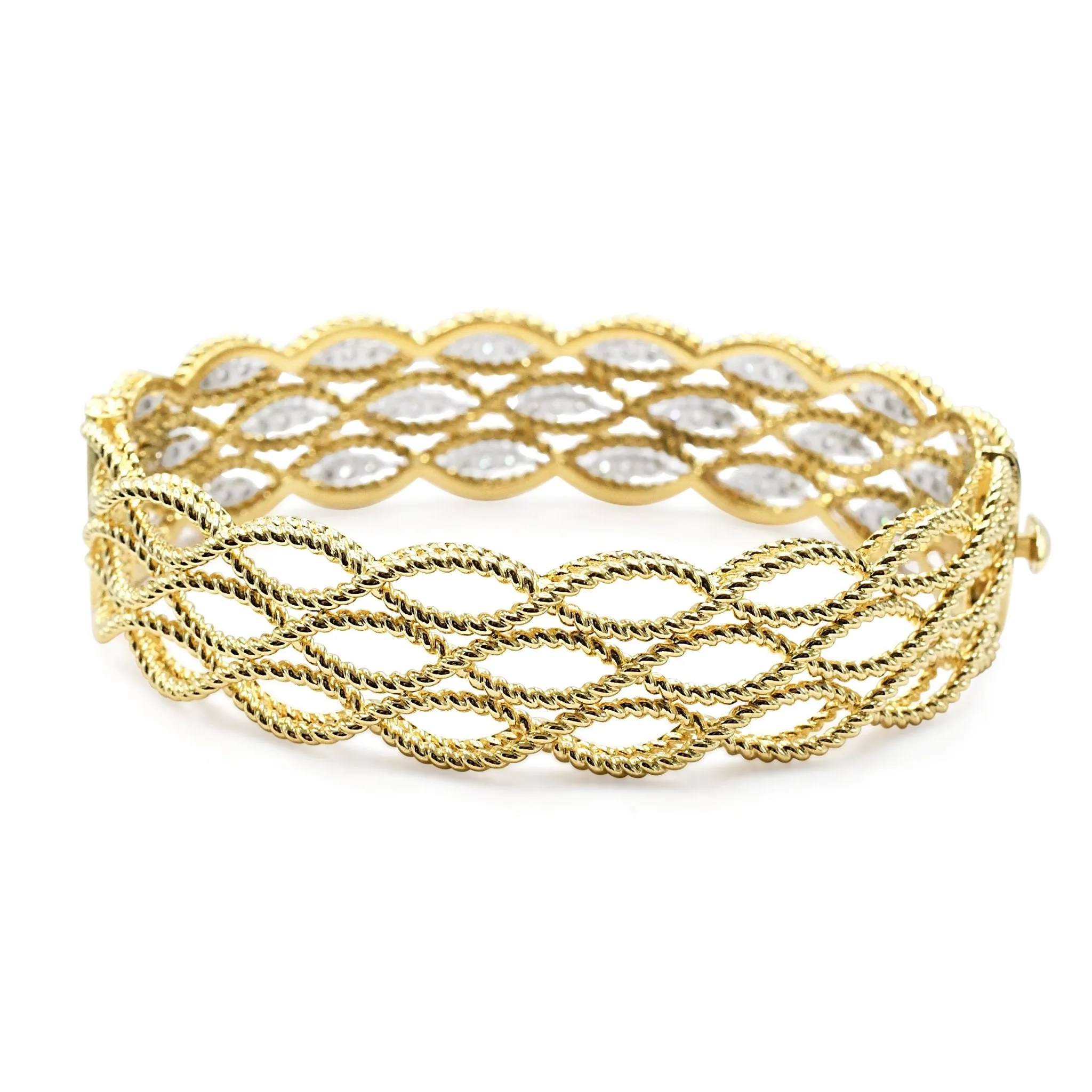 Roberto Coin Brilliant Cut Diamond Woven Design Bangle