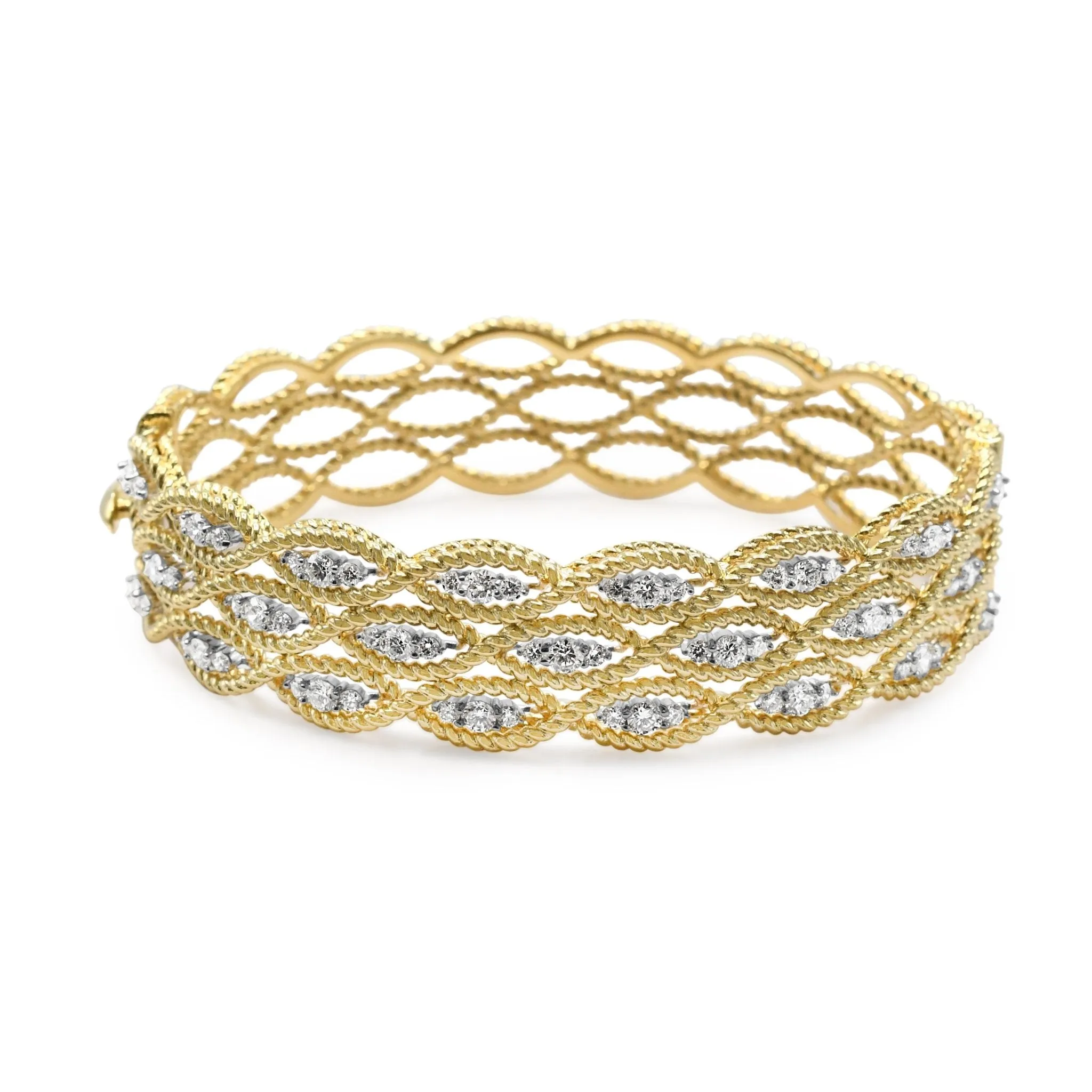 Roberto Coin Brilliant Cut Diamond Woven Design Bangle