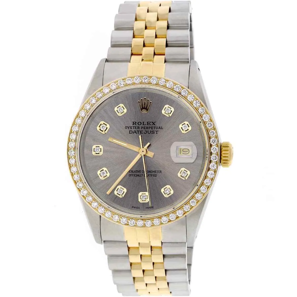 Rolex Datejust 2-Tone Gold/Steel 36mm Jubilee Watch Rhodium Diamond Dial/Bezel TFJ-142508147