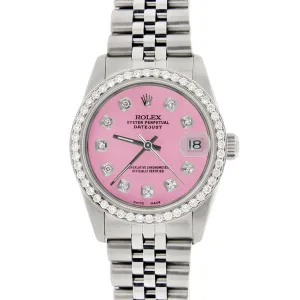 Rolex Datejust 31mm S/S Jubilee Women's Watch with Hot Pink Dial &amp; Diamond Bezel TFJ-142508175