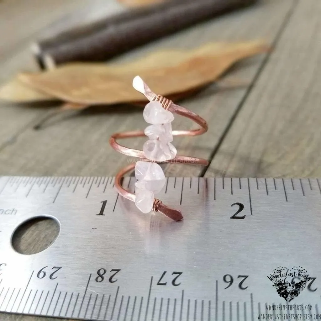 Rose quartz copper ring