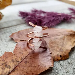 Rose quartz copper ring