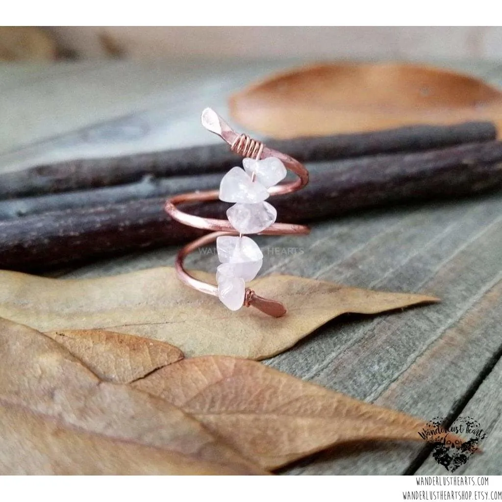 Rose quartz copper ring