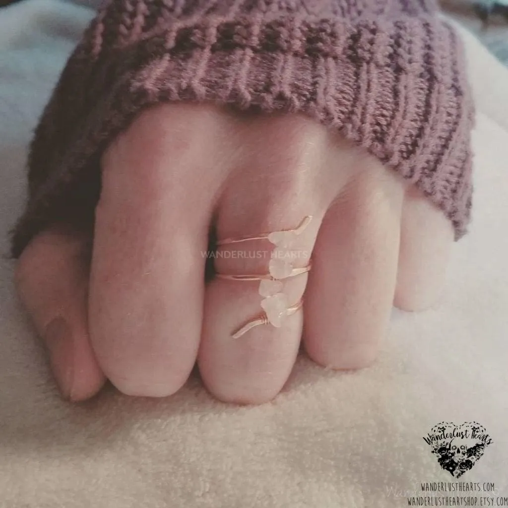 Rose quartz copper ring