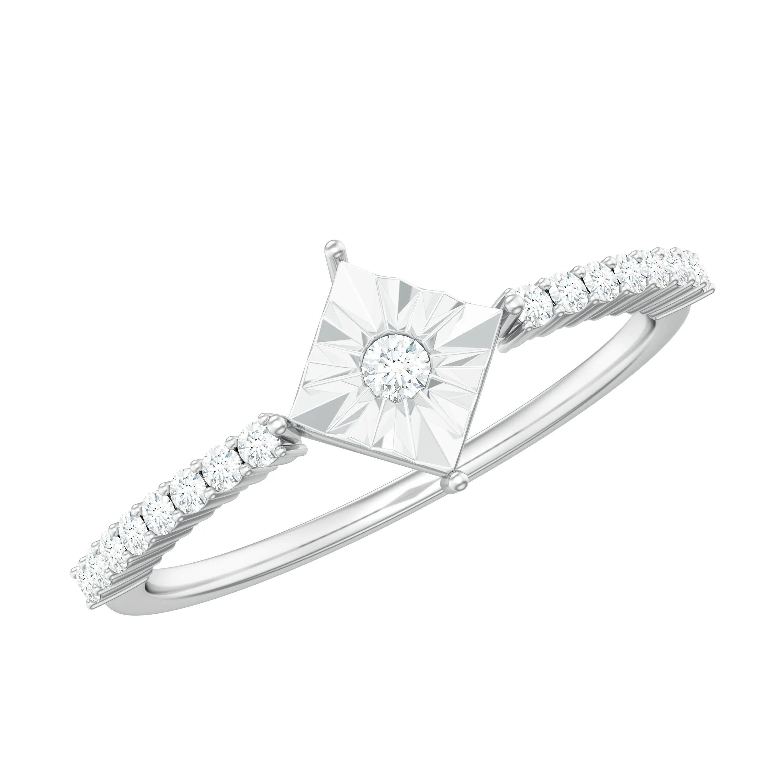 Round Cut Diamond Promise Ring in Illusion Setting