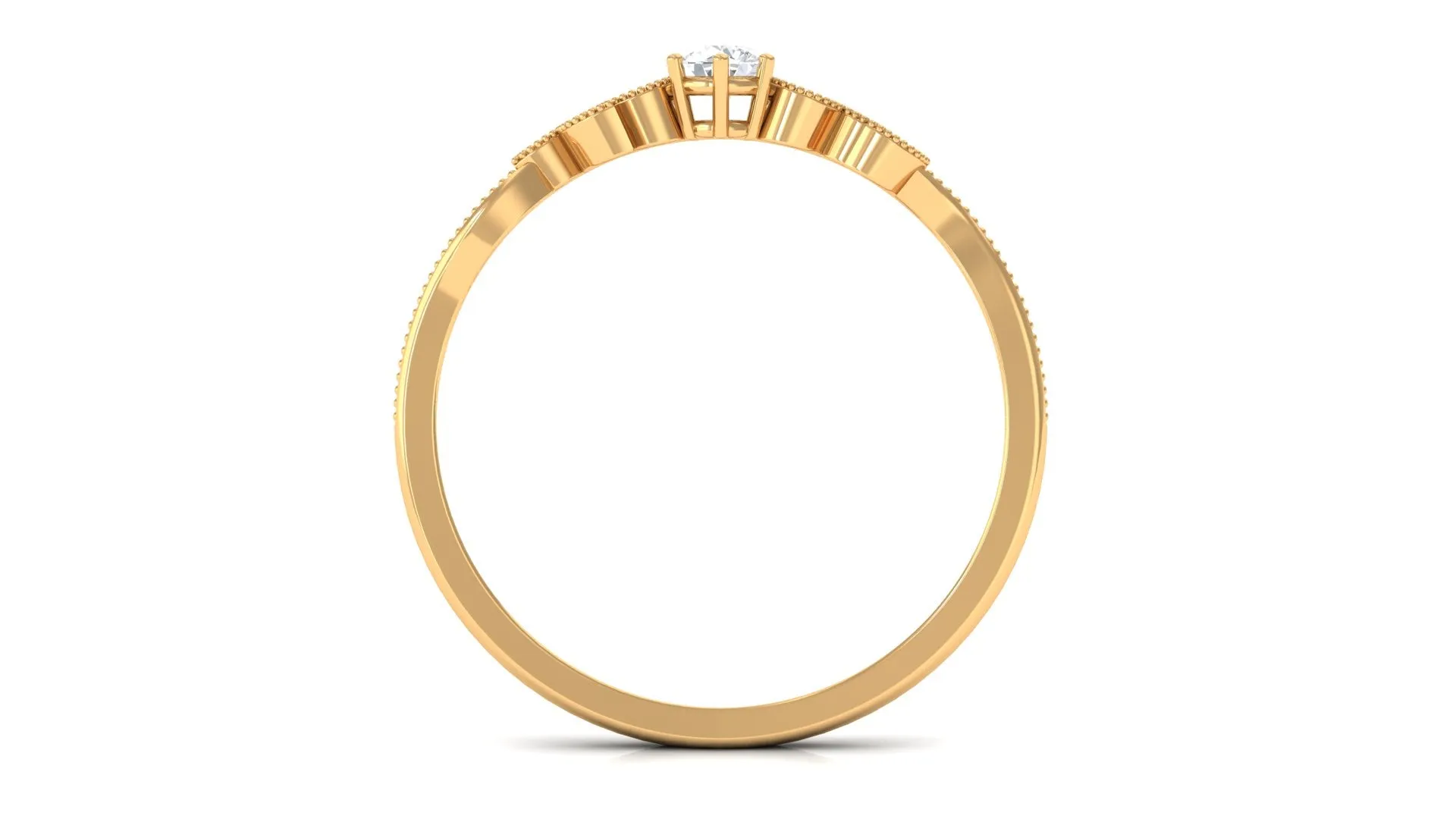 Round Natural Diamond Leaf Branch Gold Ring