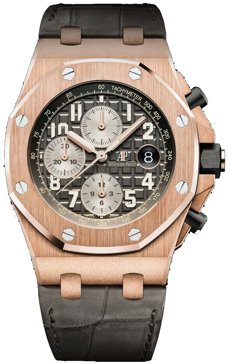 Royal Oak Offshore Chronograph/ Rose Gold Crocodile Skin Bracelet (Ref#26470OR.OO.A125CR.01)