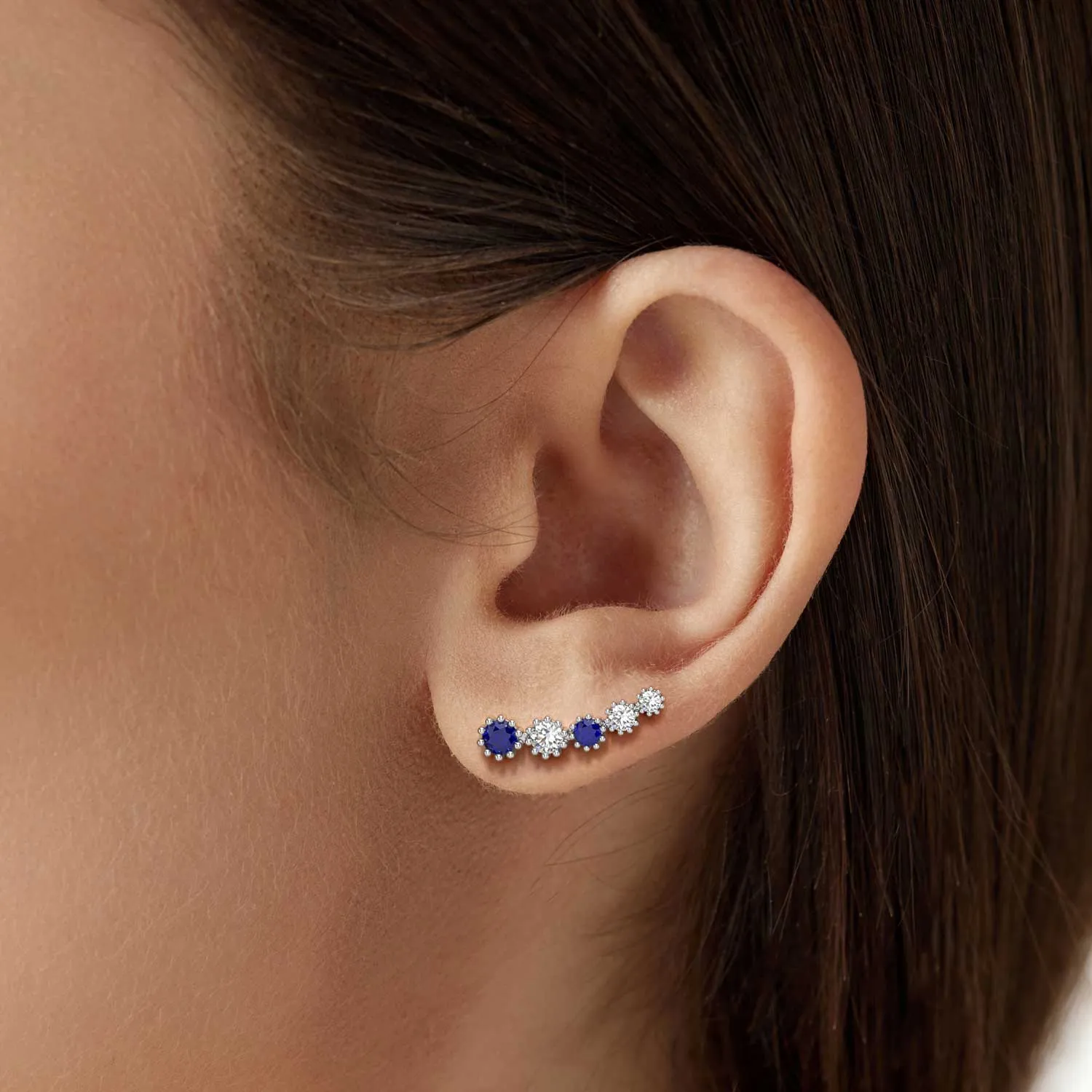 Sapphire Climber Earrings in 925 Silver - Irosk®