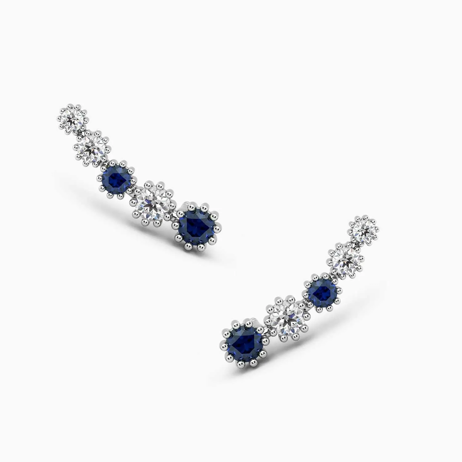 Sapphire Climber Earrings in 925 Silver - Irosk®