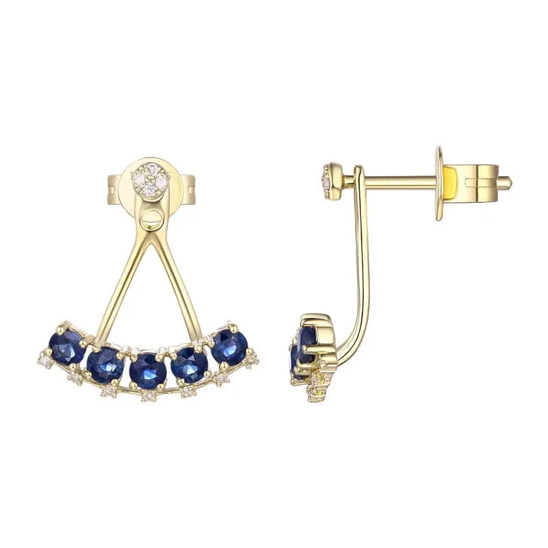 Sapphire Ear Jacket Stud Earrings