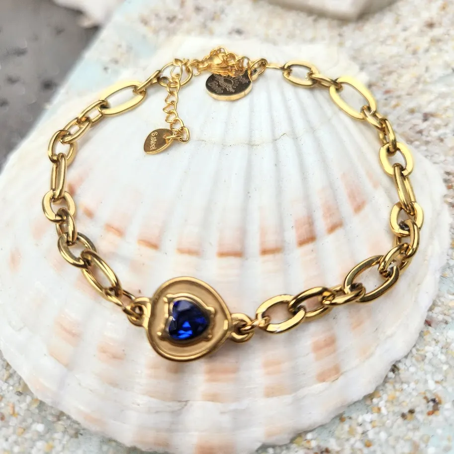 SAPPHIRE LOVE - 18 CT GOLD WATERPROOF CHAIN BRACELET