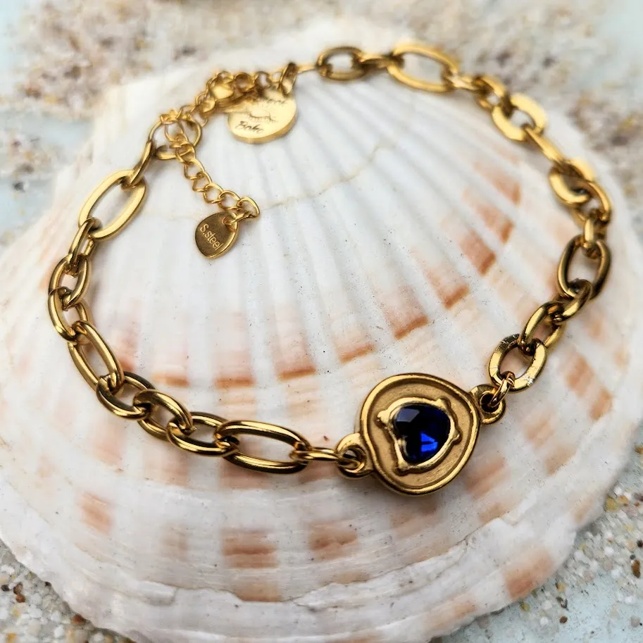 SAPPHIRE LOVE - 18 CT GOLD WATERPROOF CHAIN BRACELET