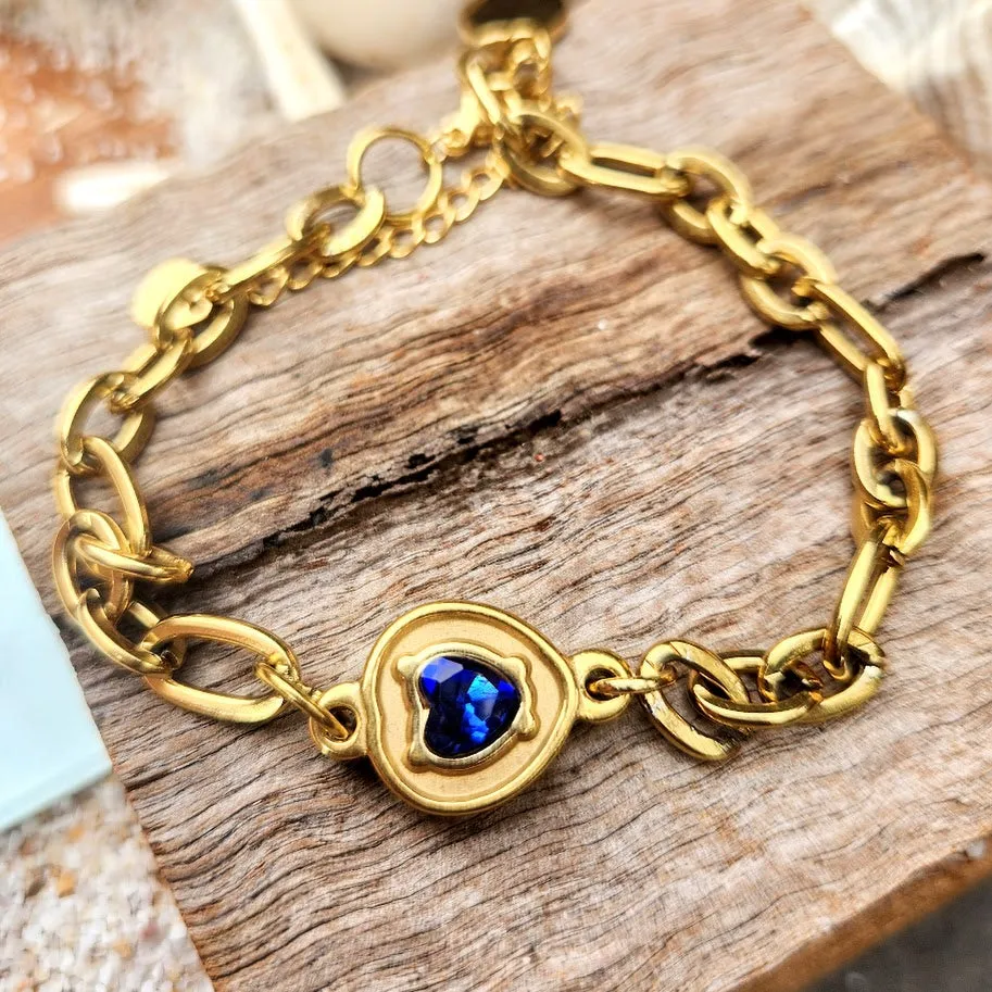 SAPPHIRE LOVE - 18 CT GOLD WATERPROOF CHAIN BRACELET