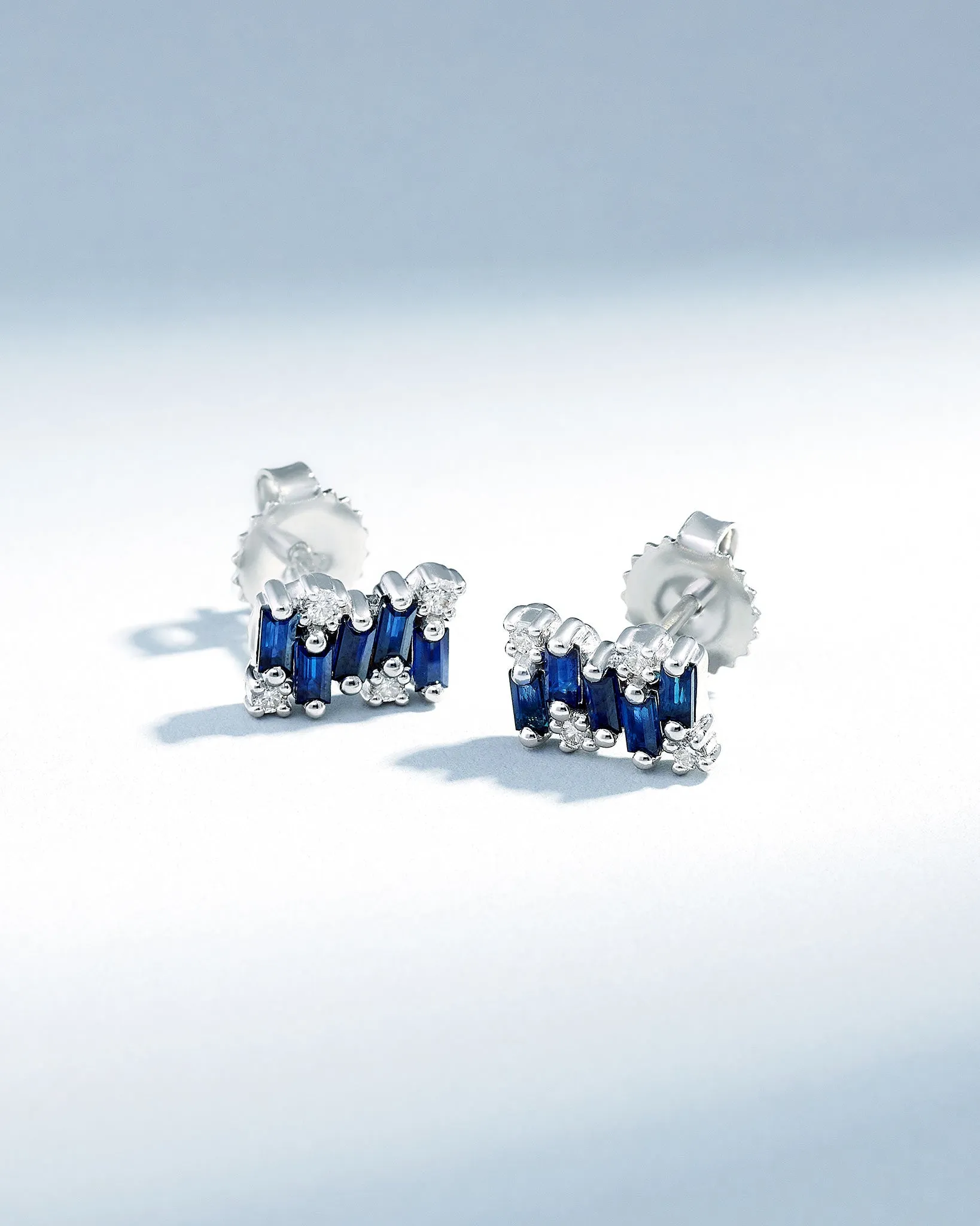 Shimmer Dark Blue Sapphire Studs