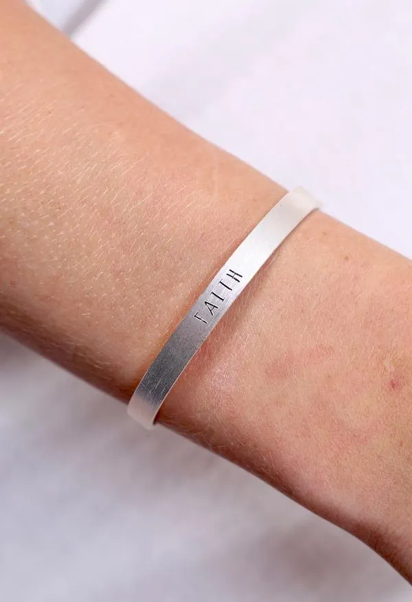 Silver Cuff Inspiration Bracelet Faith