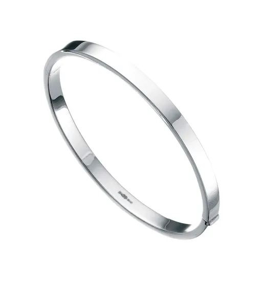 Silver Hinged Square Cut Engravable Bangle