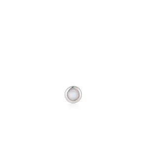 Silver Kyoto Opal Bezel Barbell Single Earring