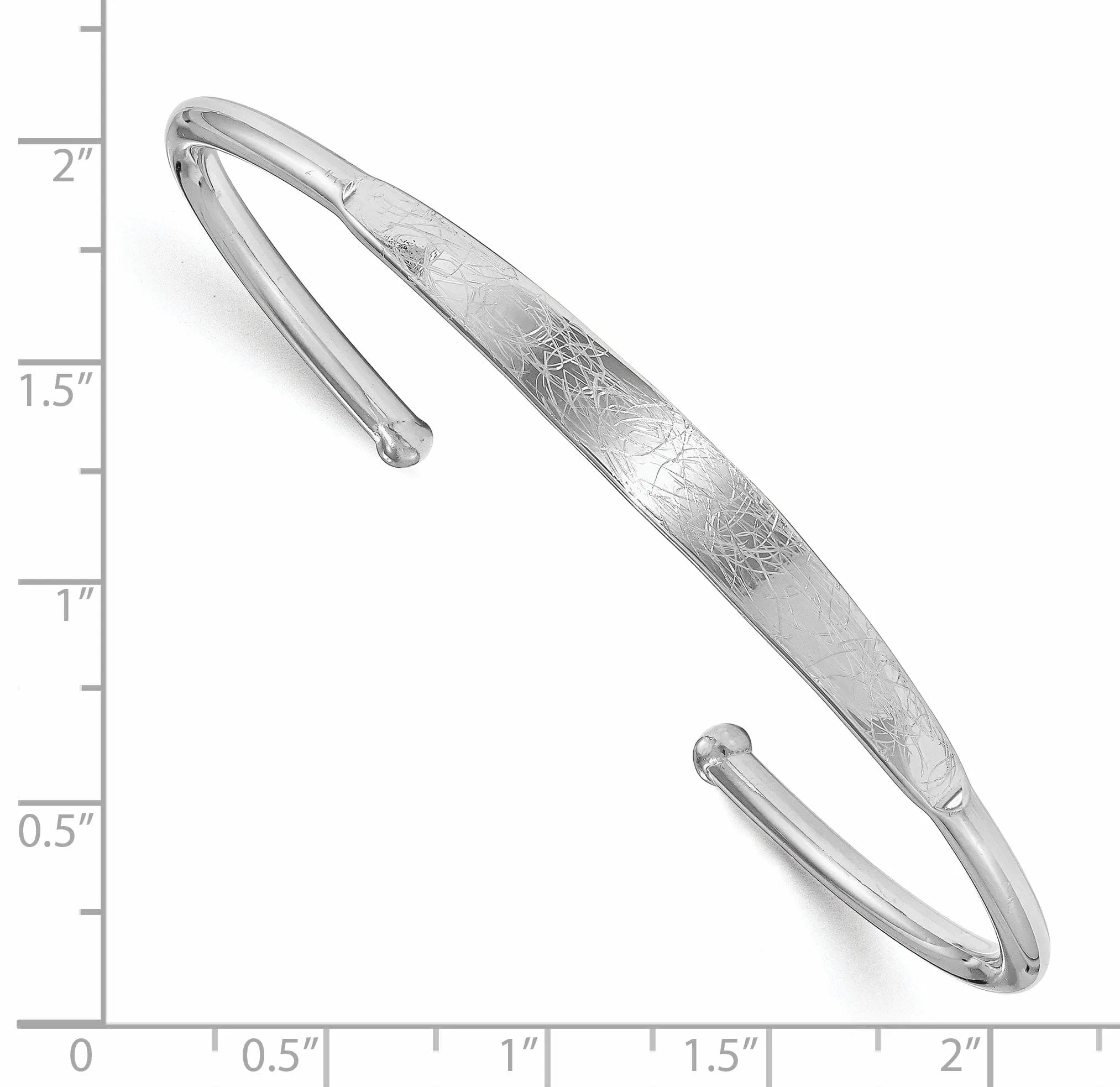 Silver Polished Scratch Finish Cuff Bangle