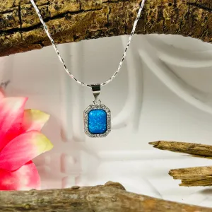 Silver Sterling Silver Blue Opal Necklace