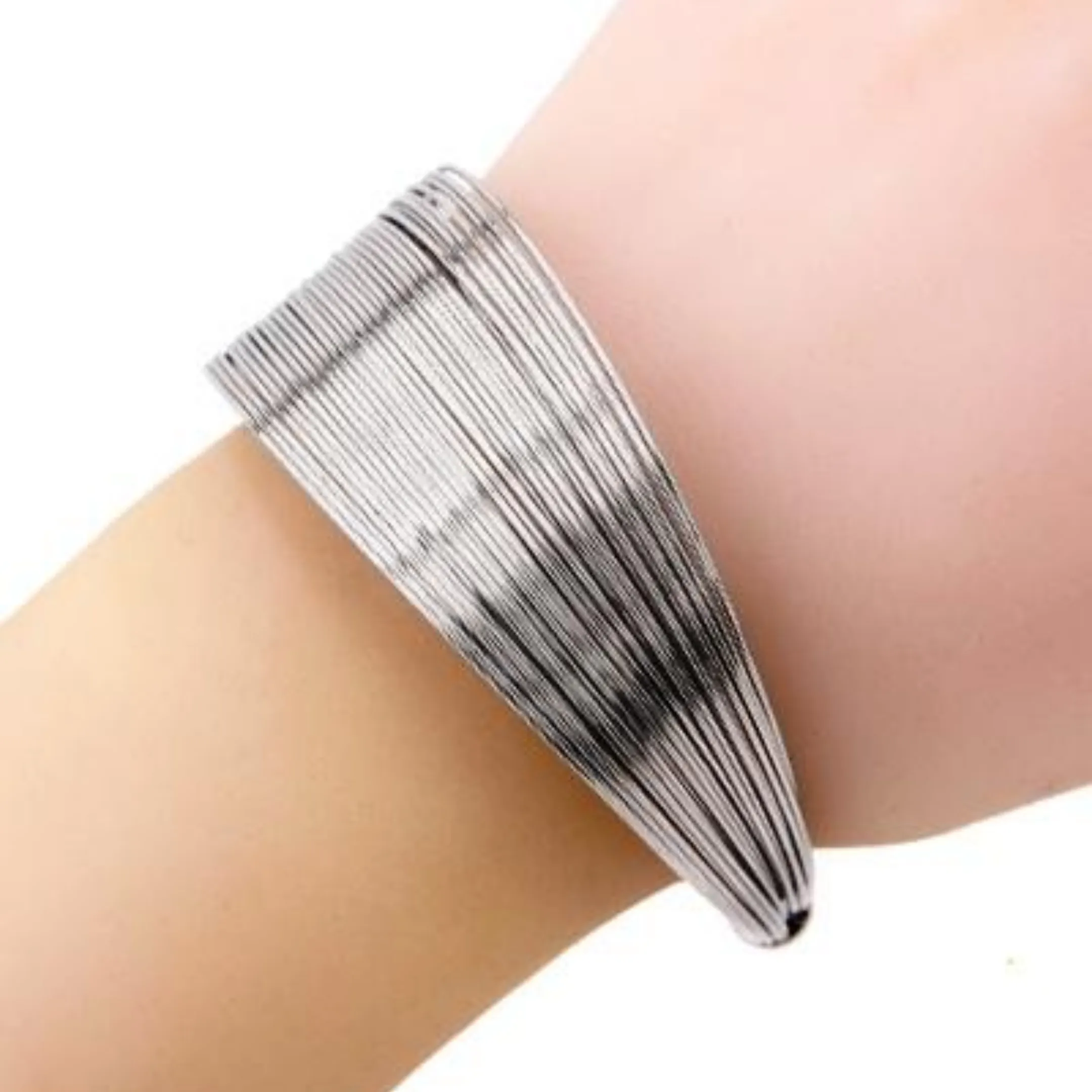 Silver Wire Cuff Bangle Bracelet