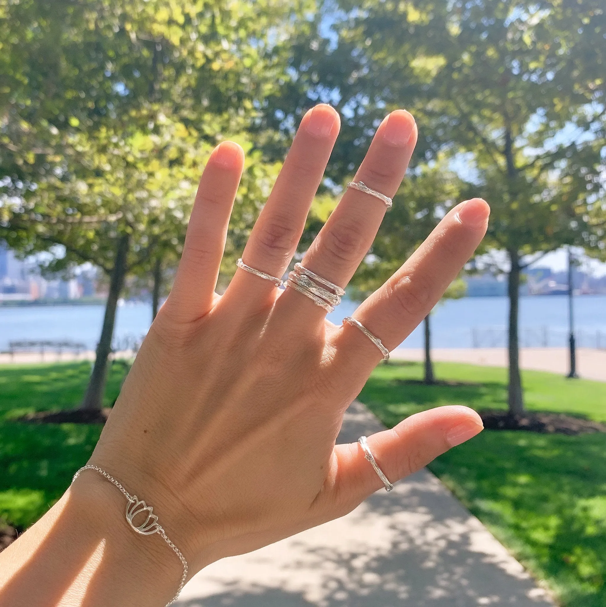 Skinny Olive Branch Ring | Sterling