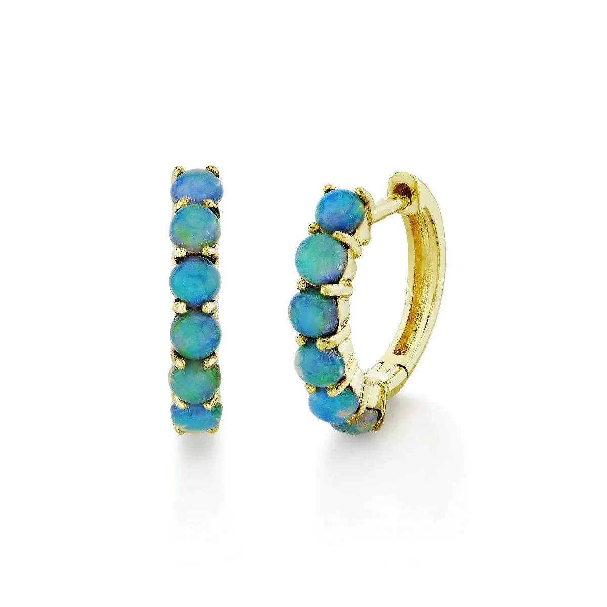 SLOANE STREET 18K YELLOW GOLD OPAL HOOP EARRINGS