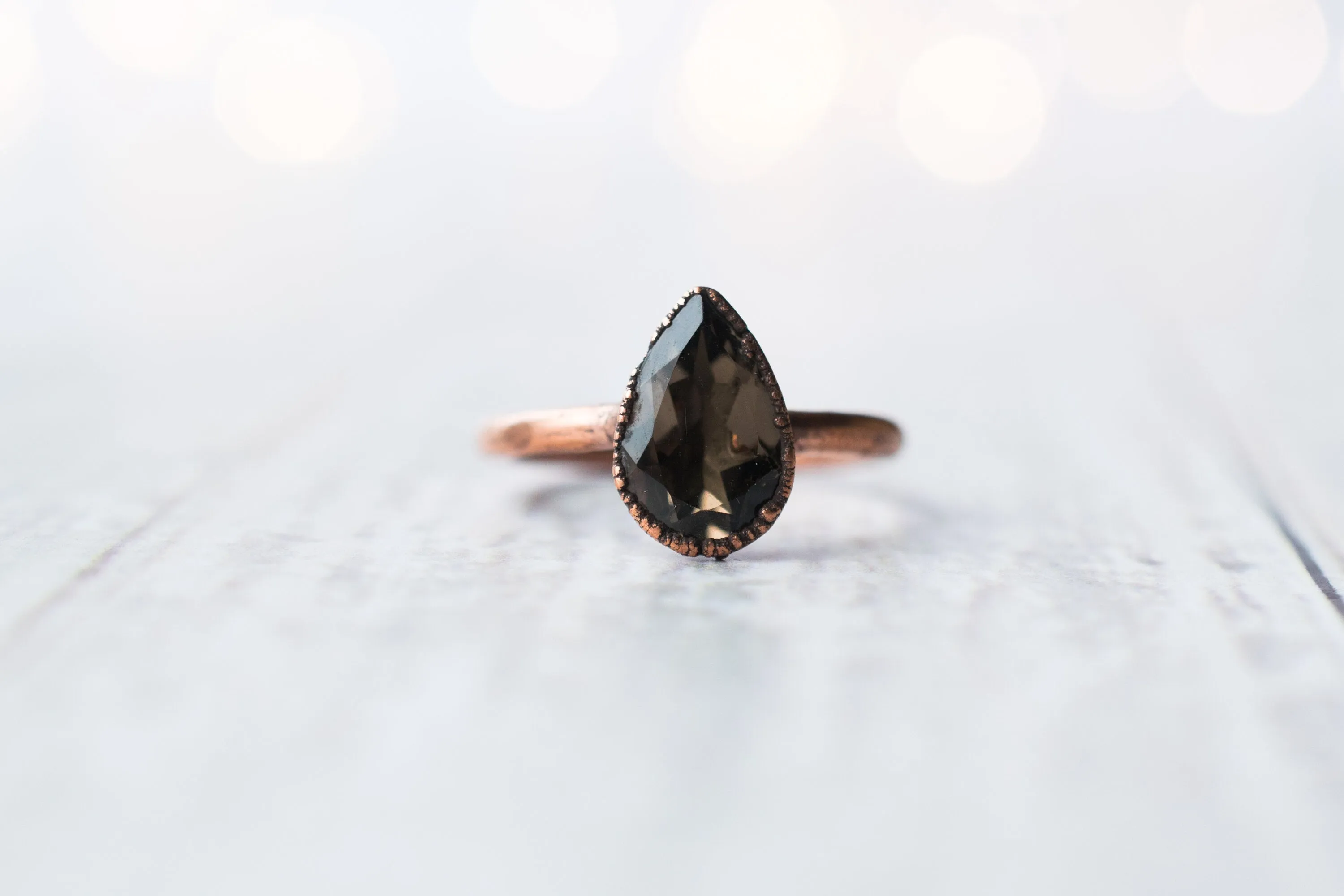 Smokey Quartz ring | Organic stone stacking ring