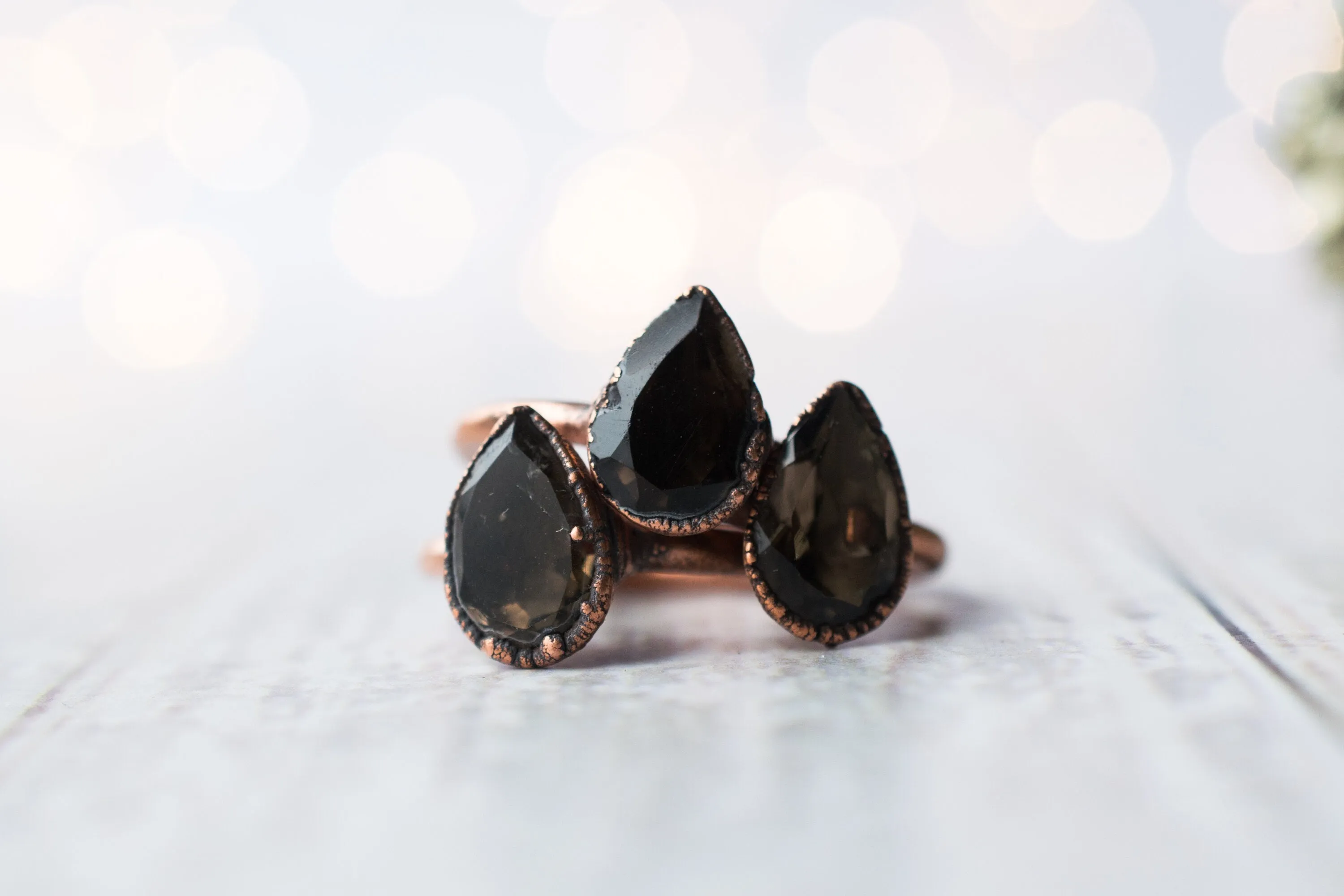 Smokey Quartz ring | Organic stone stacking ring