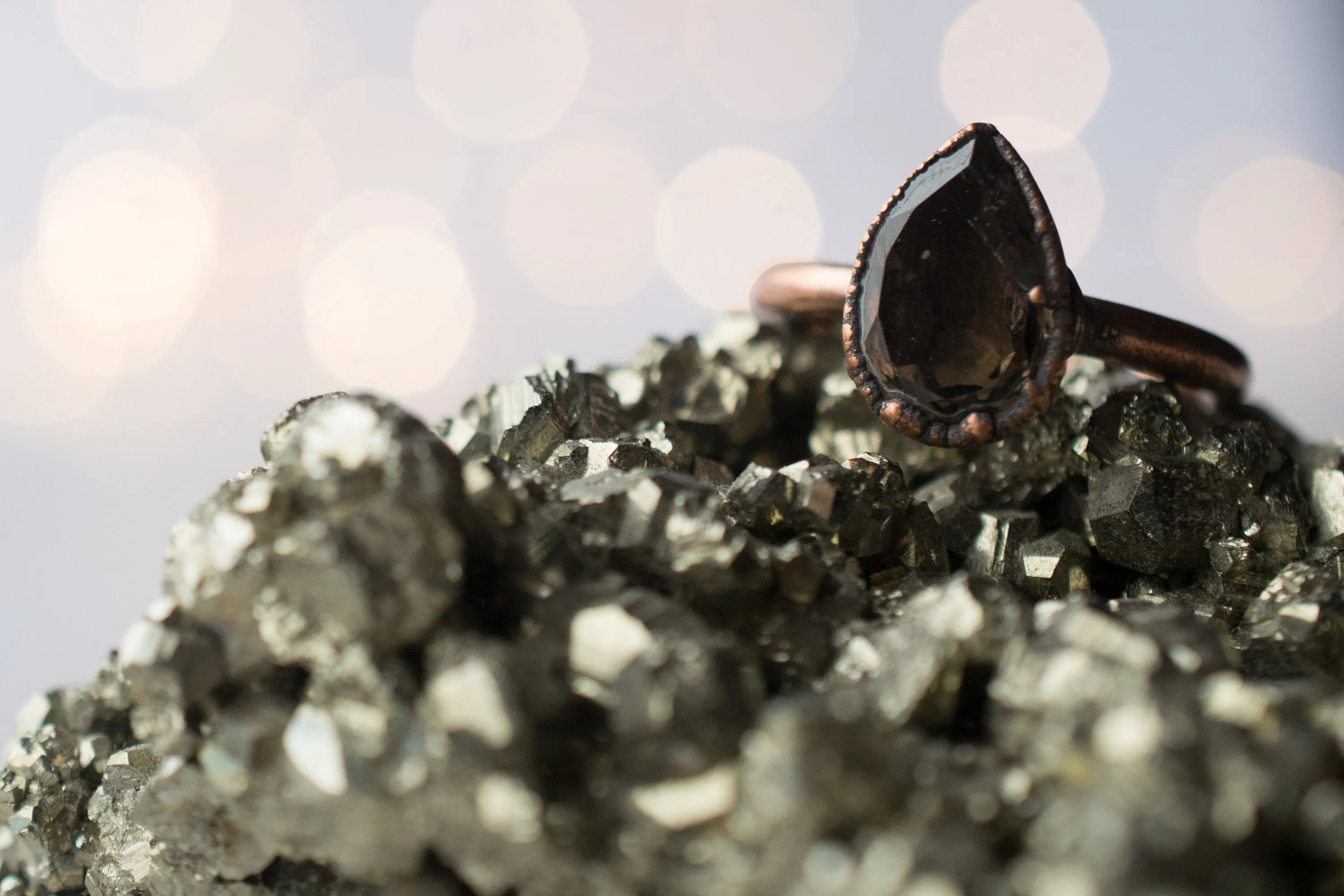 Smokey Quartz ring | Organic stone stacking ring