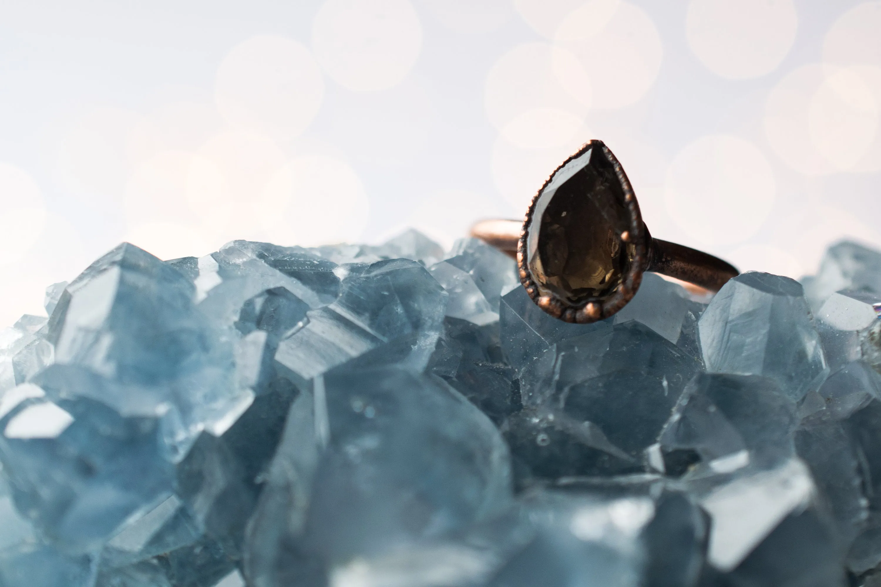 Smokey Quartz ring | Organic stone stacking ring