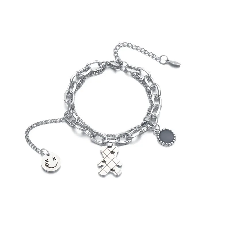 Stainless Steel Smiley Face Bracelet