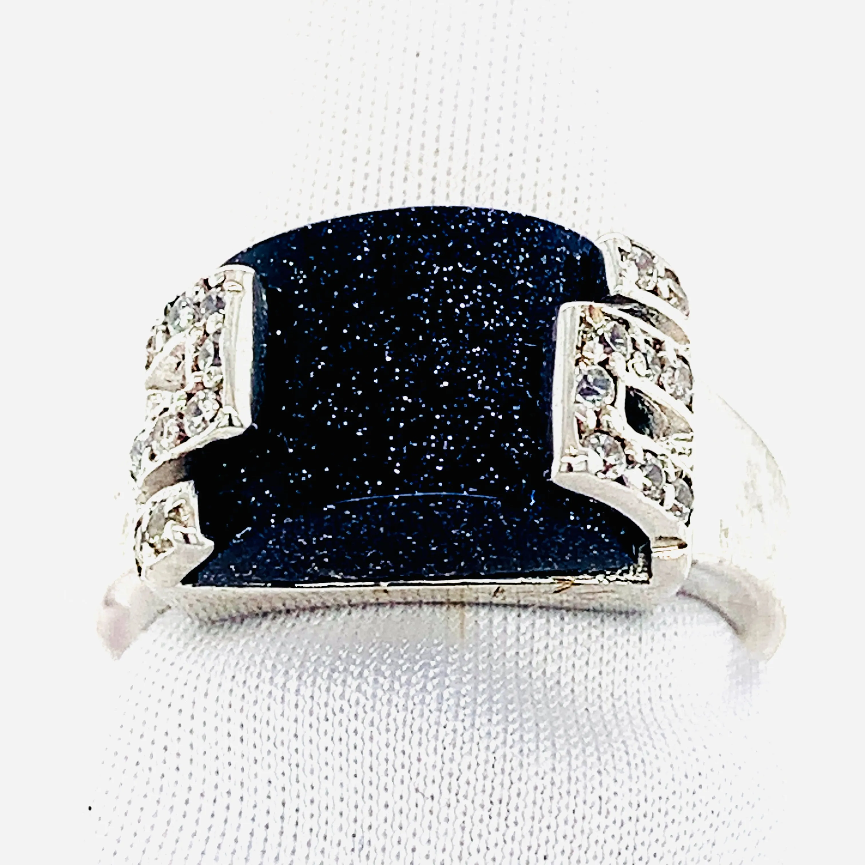 Sterling Silver and Blue Sandstone Ring