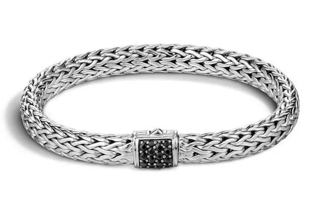 Sterling Silver Black Sapphire  Classic Chain Bracelet