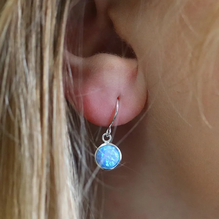 Sterling Silver Blue Opal Drop Earrings